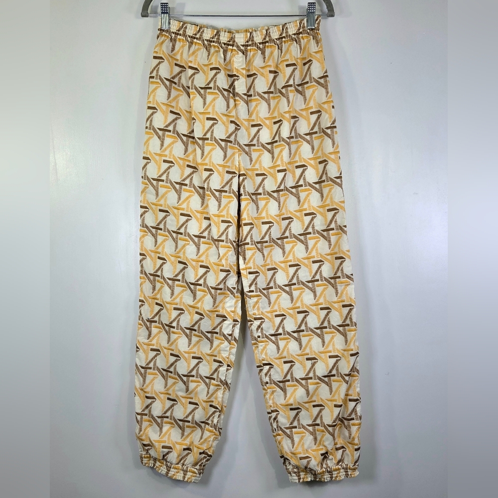 TORY BURCH BASKETWEAVE EMBROIDERED ANKLE PANTS.